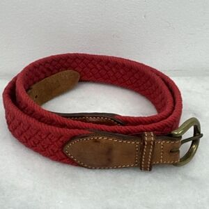 Vintage Trafalgar red braided woven leather belt USA 38" Long